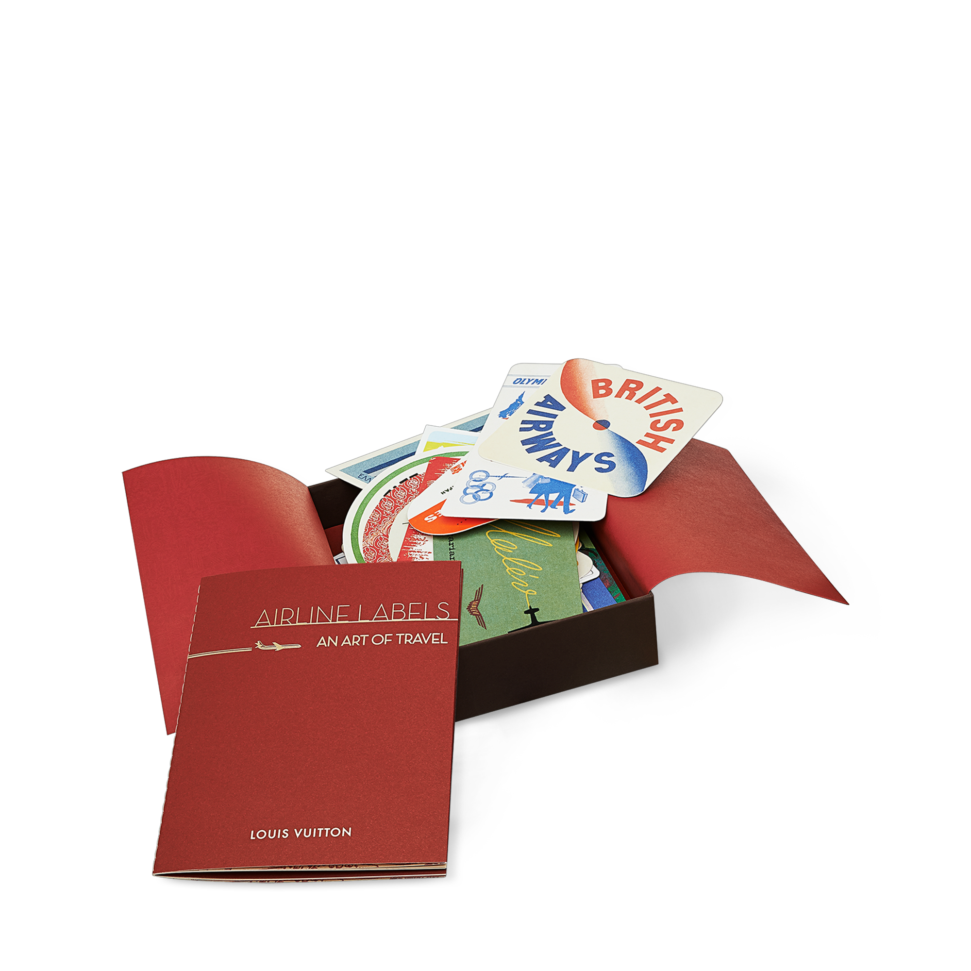  북 & 오피스 액세서리 하드 커버 북 엽서 박스, 30개의 항공사 라벨 | 루이비통 공식 온라인 스토어® (크게 보기)