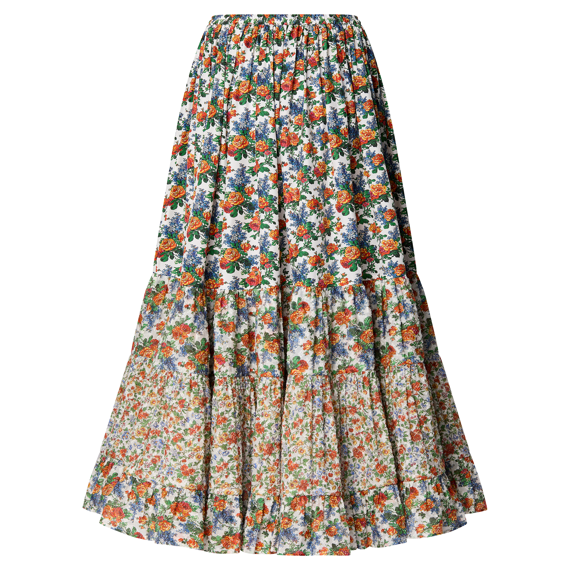  의류 스커트 & 쇼츠 믹스드 플로럴 티어드 스커트 | 루이비통 공식 온라인 스토어® (크게 보기)