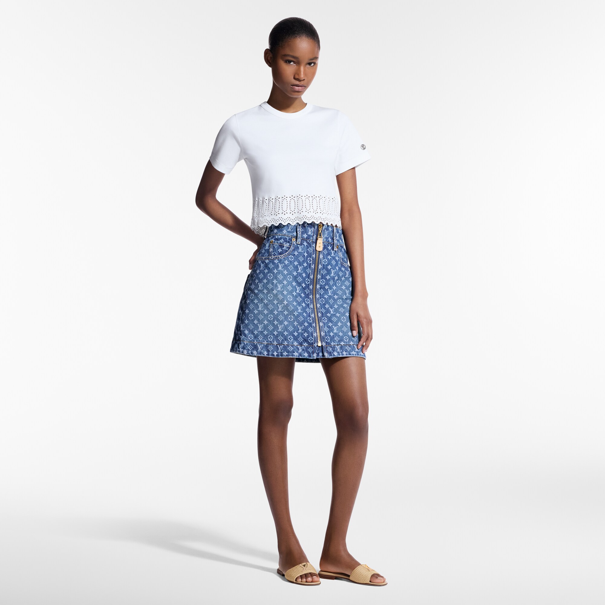  의류 티셔츠 & 블라우스 브로더리 트림 크롭 톱 | 루이비통 공식 온라인 스토어® (크게 보기)