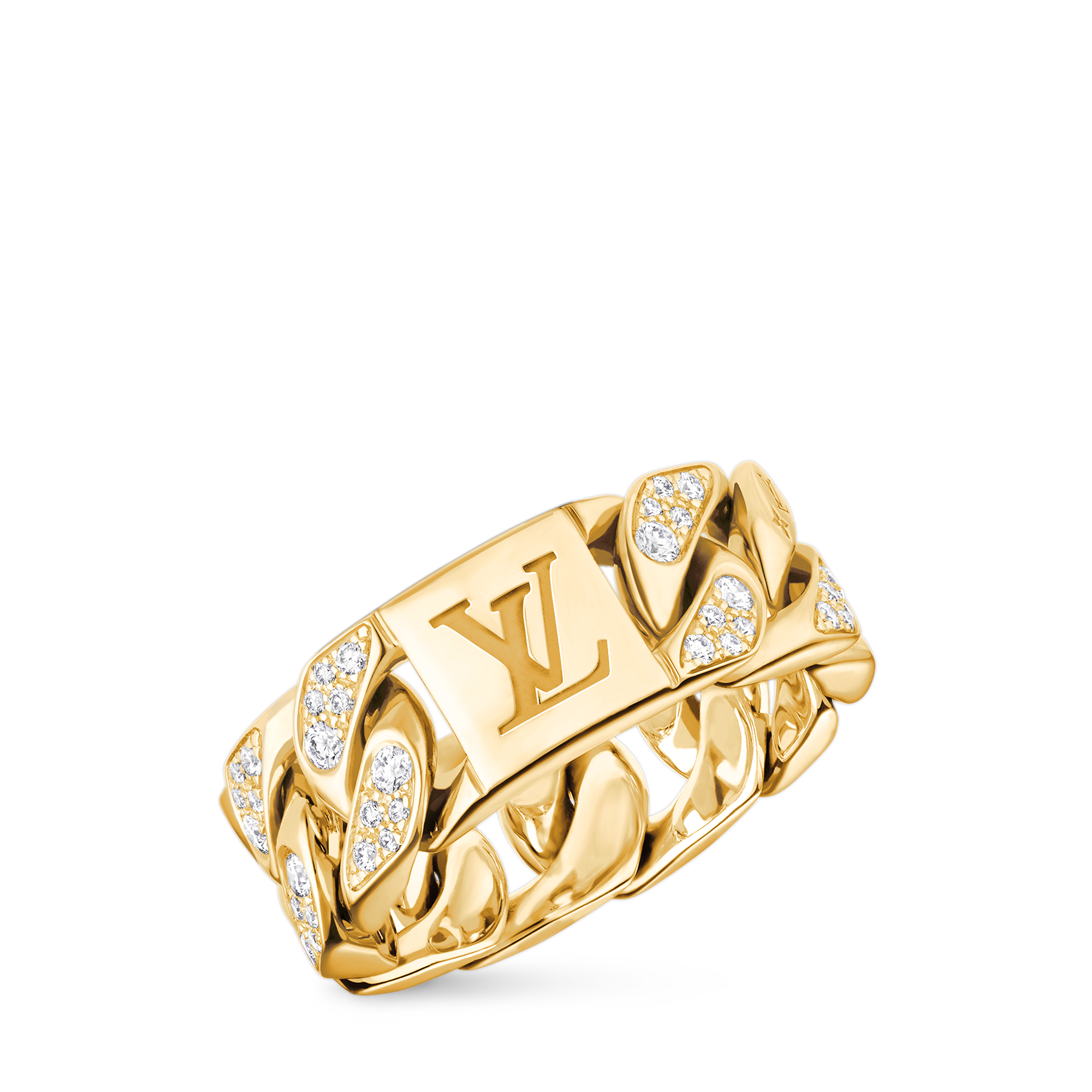  주얼리 반지 쿠바 체인 반지, 옐로우 골드와 다이아몬드 | 루이비통 공식 온라인 스토어® (크게 보기)