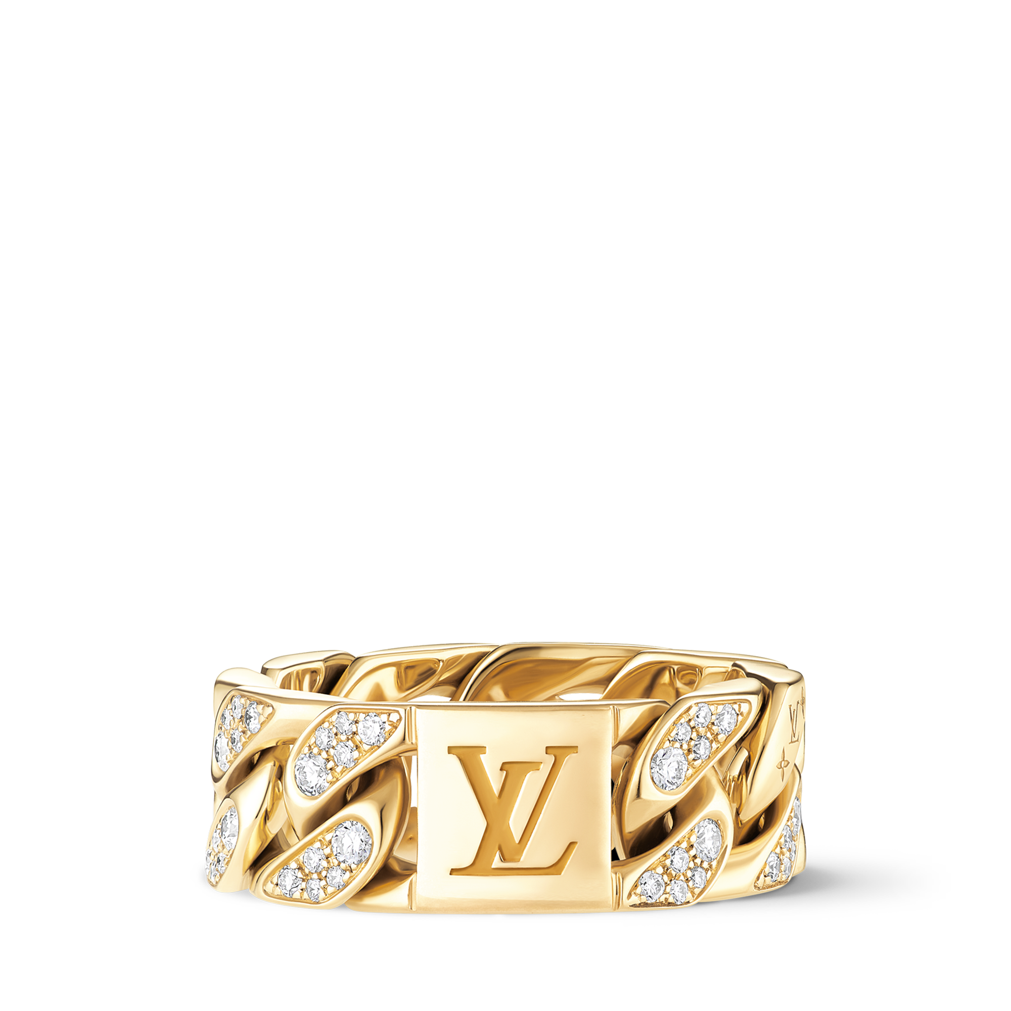  주얼리 반지 쿠바 체인 반지, 옐로우 골드와 다이아몬드 | 루이비통 공식 온라인 스토어® (크게 보기)