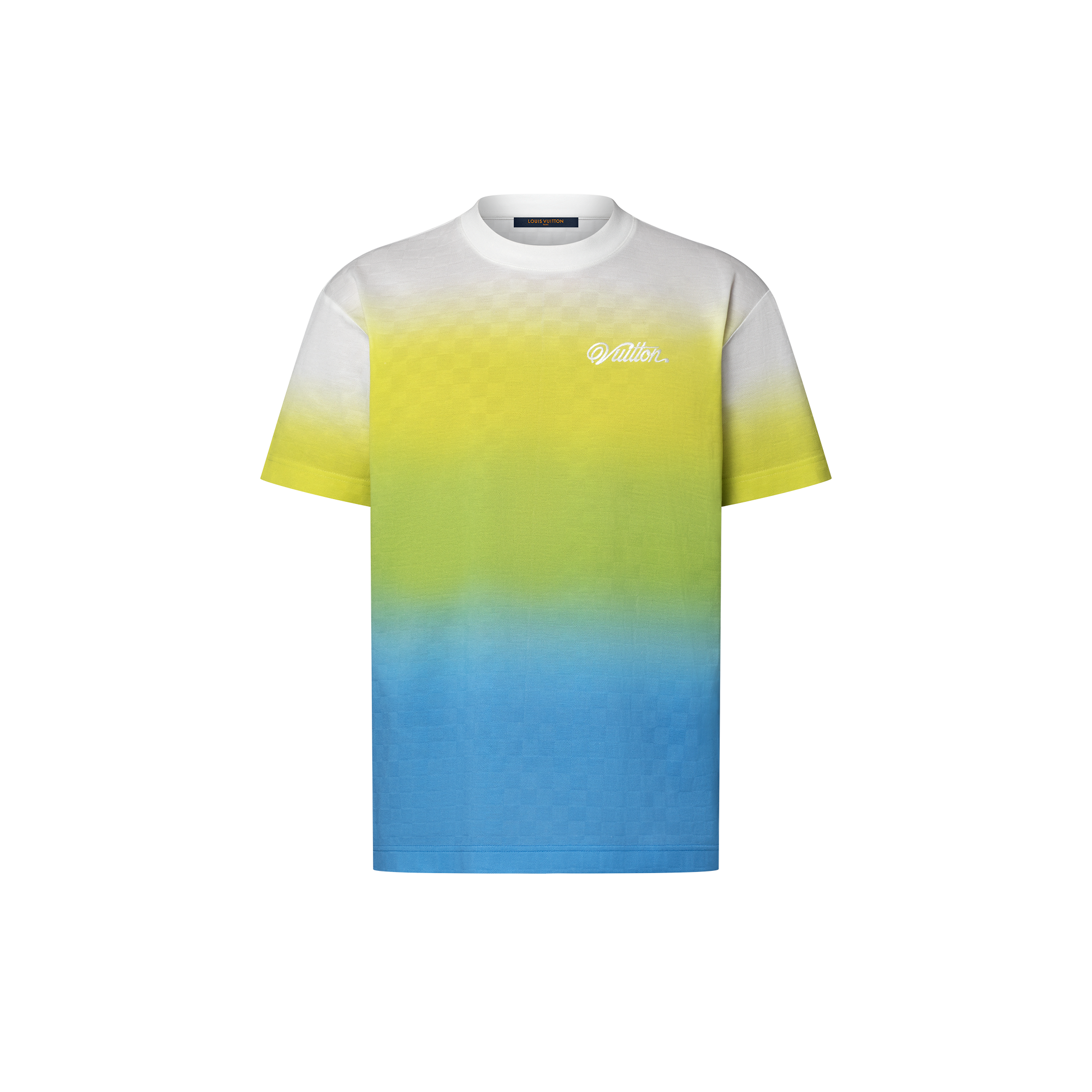  의류 티셔츠 & 폴로 다미에 그라디언트 자카드 코튼 티셔츠 | 루이비통 공식 온라인 스토어® (크게 보기)