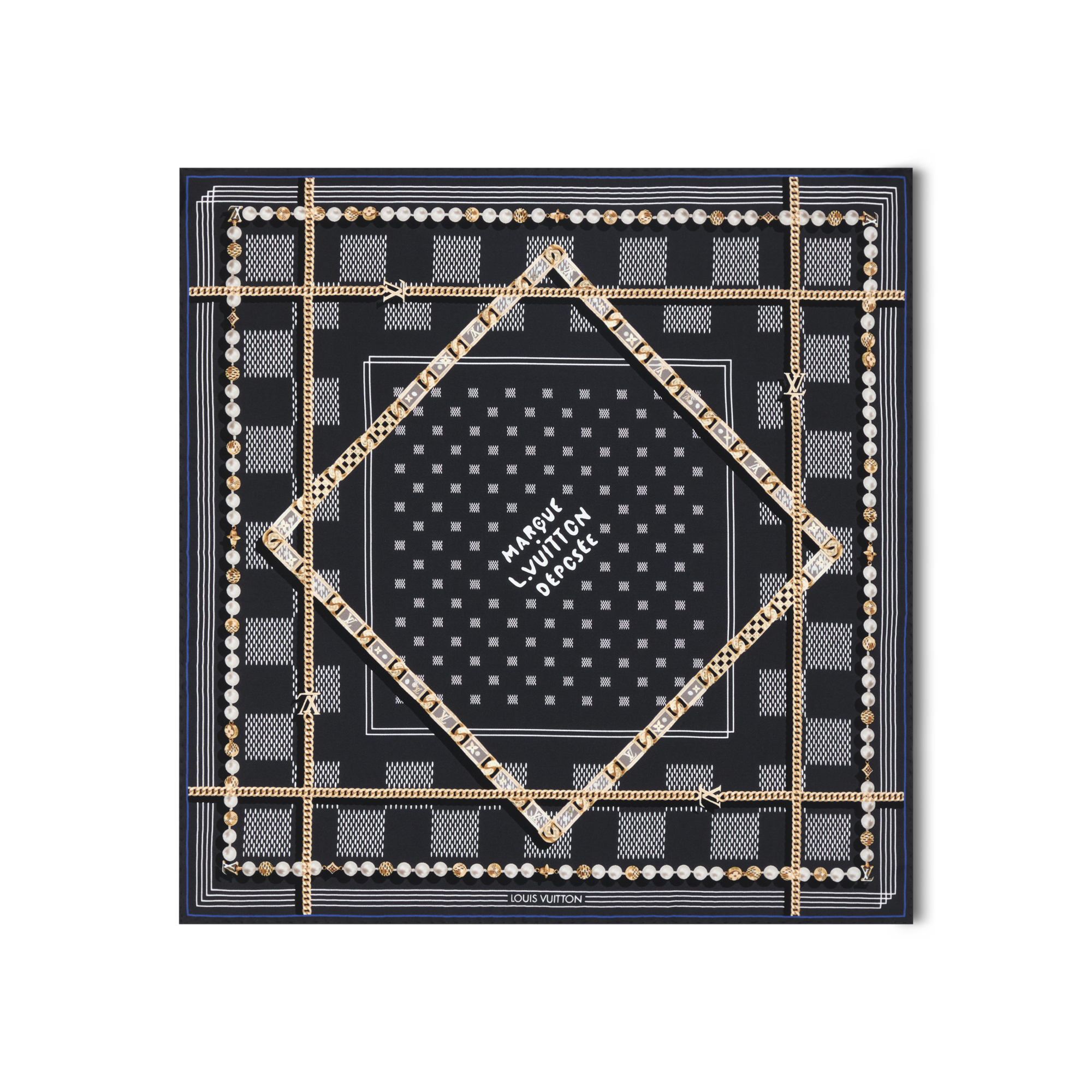 S00 액세서리 실크 & 반다나 다미에 타이드 업 (Damier Tied Up) 실크 반다나 | 루이비통 공식 온라인 스토어® (크게 보기)