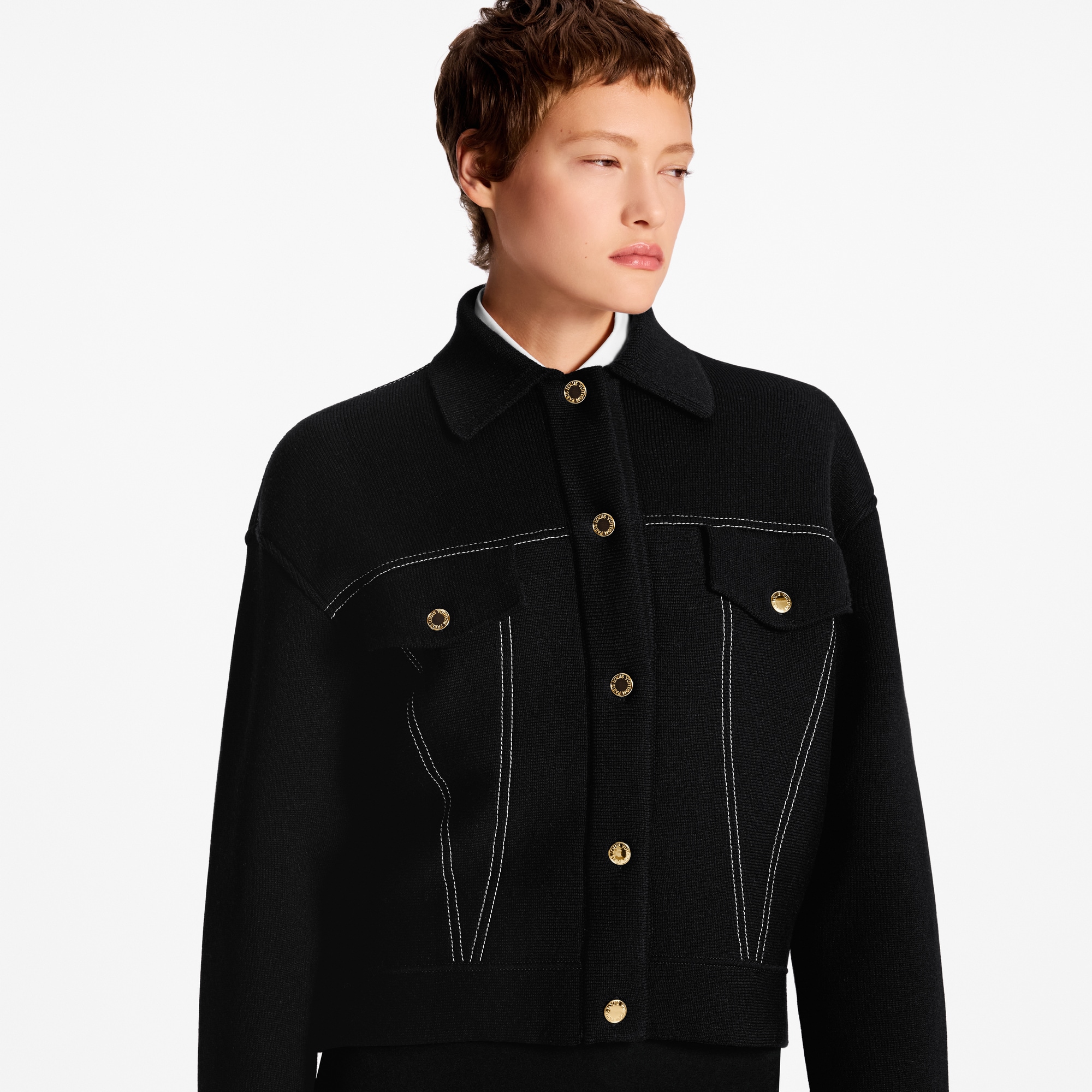  의류 코트 & 재킷 데님 이펙트 니트 재킷 | 루이비통 공식 온라인 스토어® (크게 보기)