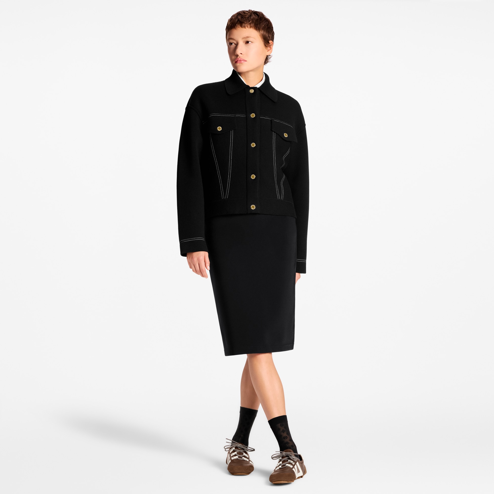  의류 코트 & 재킷 데님 이펙트 니트 재킷 | 루이비통 공식 온라인 스토어® (크게 보기)