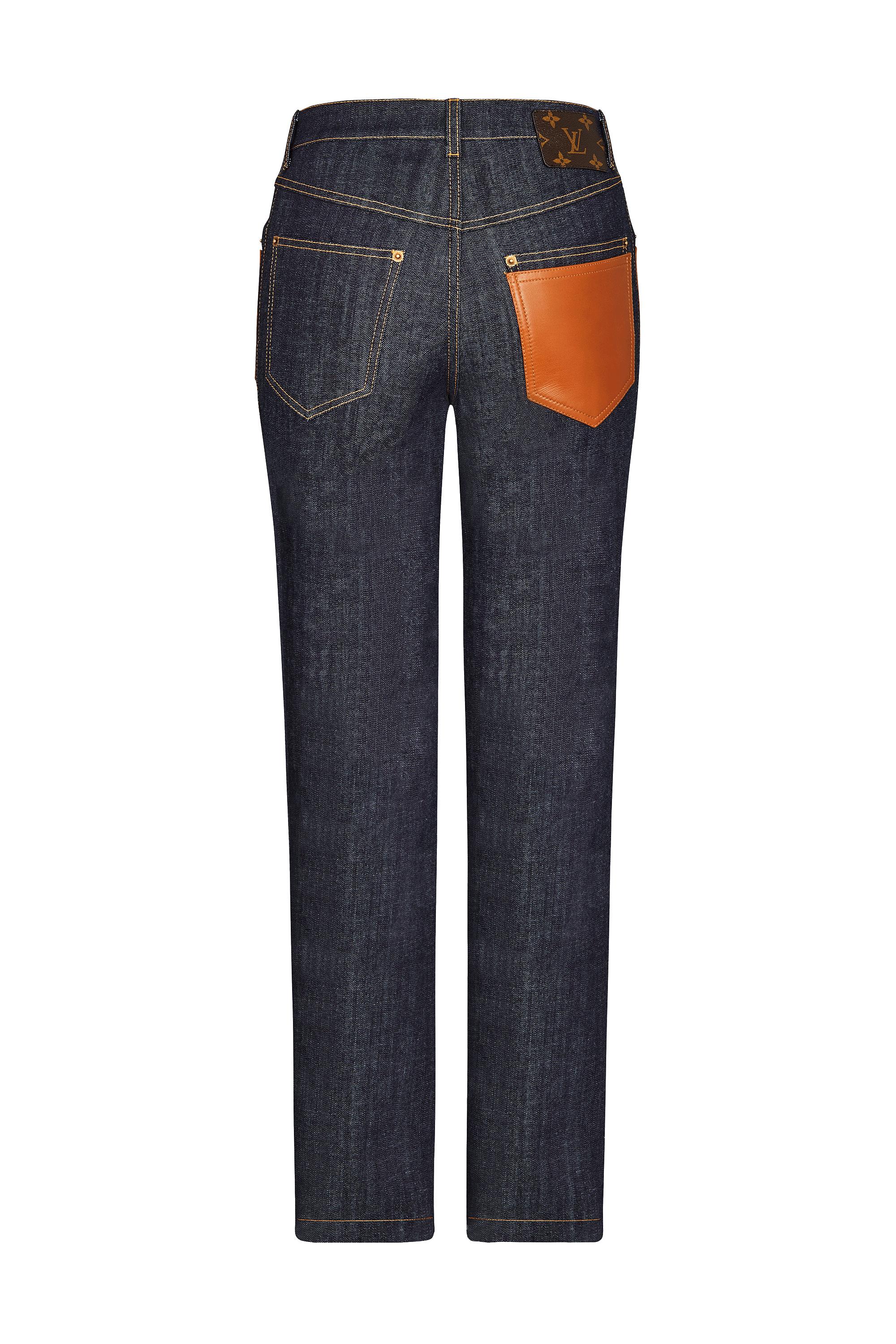  Discontinued Product Obs 2 레더 패치 디테일 데님 팬츠 | 루이비통 공식 온라인 스토어® (크게 보기)