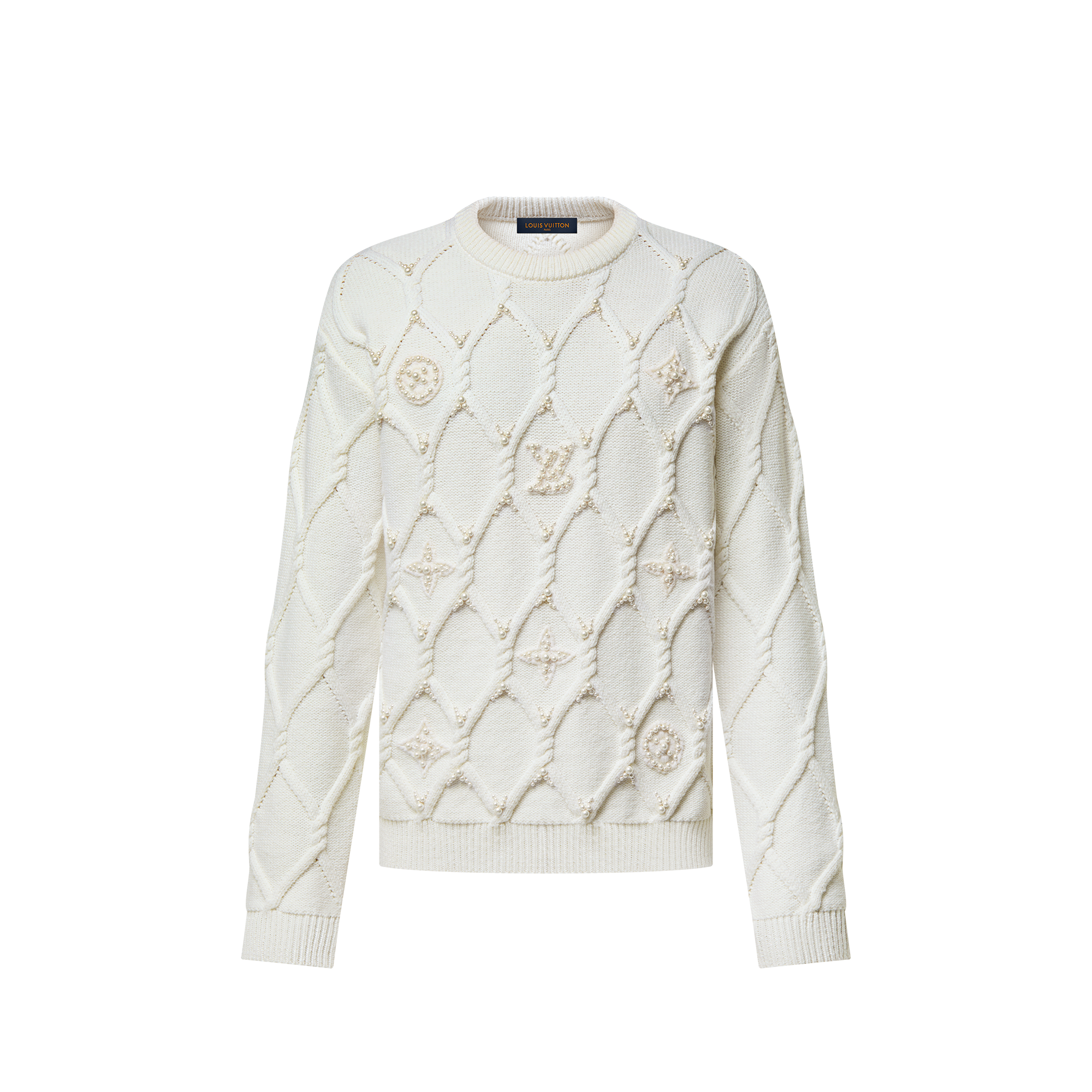  의류 의류 전체 보기 엠벨리시드 케이블 니트 울 블렌드 풀오버 | 루이비통 공식 온라인 스토어® (크게 보기)
