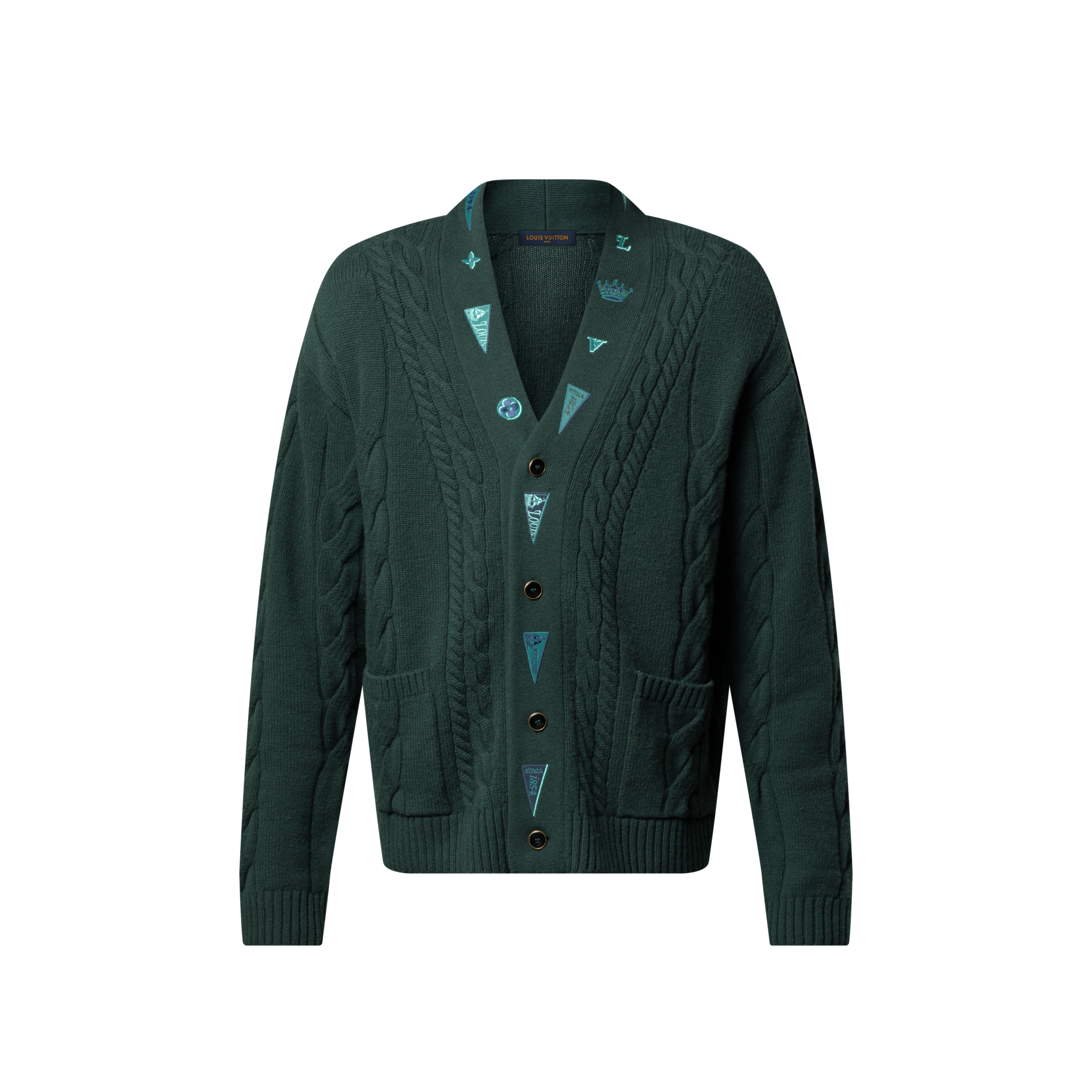  의류 의류 전체 보기 엠브로이더드 케이블 니트 가디건 | 루이비통 공식 온라인 스토어® (크게 보기)