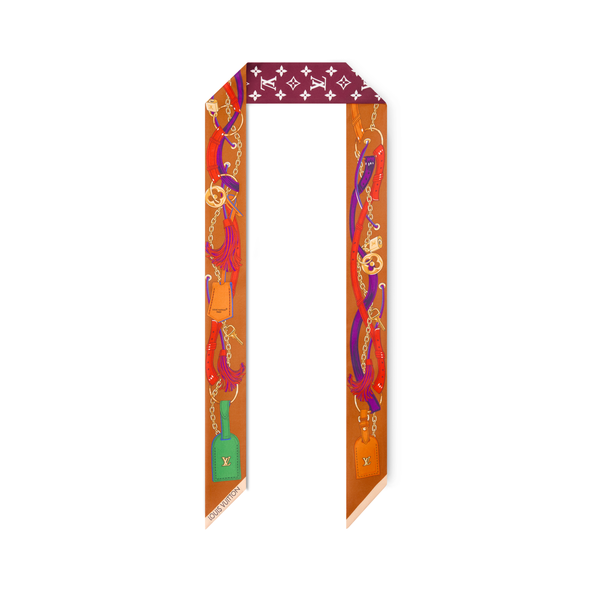 S00 액세서리 실크 스퀘어 & 방도 플라워 앤드 스트랩 BB 방도 | 루이비통 공식 온라인 스토어® (크게 보기)