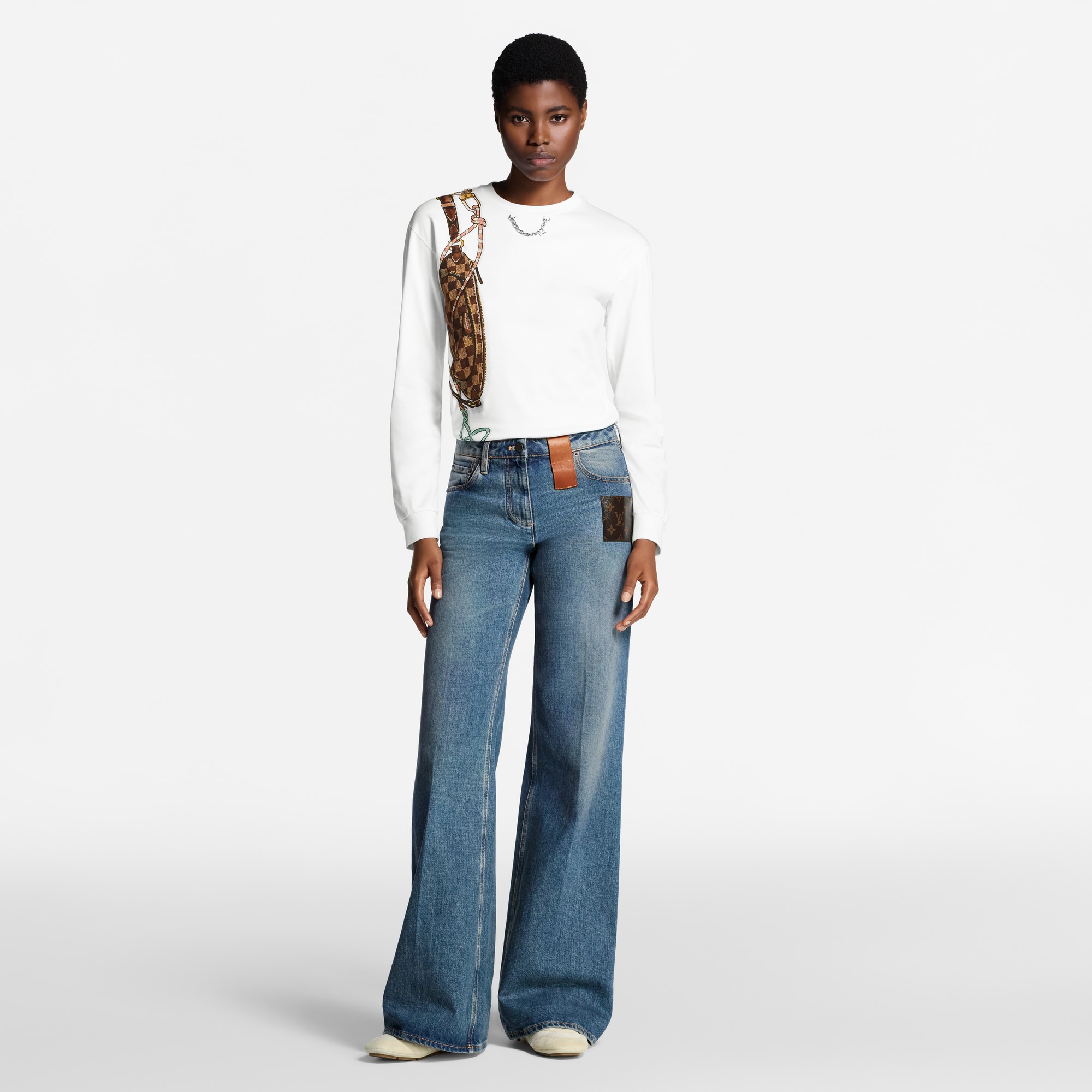  의류 티셔츠 & 블라우스 킵잇 프린트 롱 슬리브드 티셔츠 | 루이비통 공식 온라인 스토어® (크게 보기)