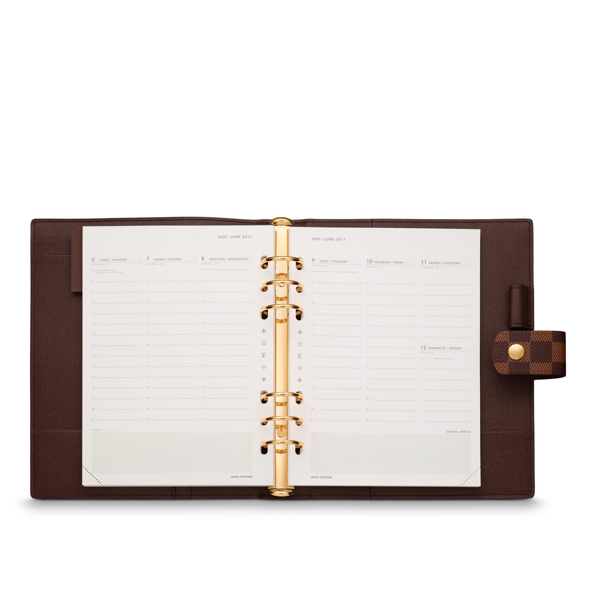 다미에 에벤 개인 맞춤 가죽 제품 } 라지 링 아젠다 커버 | 루이비통 공식 온라인 스토어® (크게 보기)