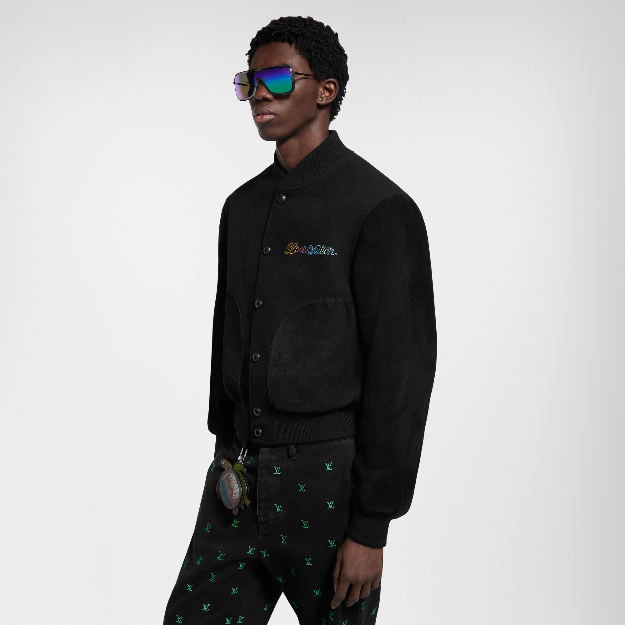  의류 아우터 & 코트 레더 믹스 바시티 블루종 | 루이비통 공식 온라인 스토어® (크게 보기)