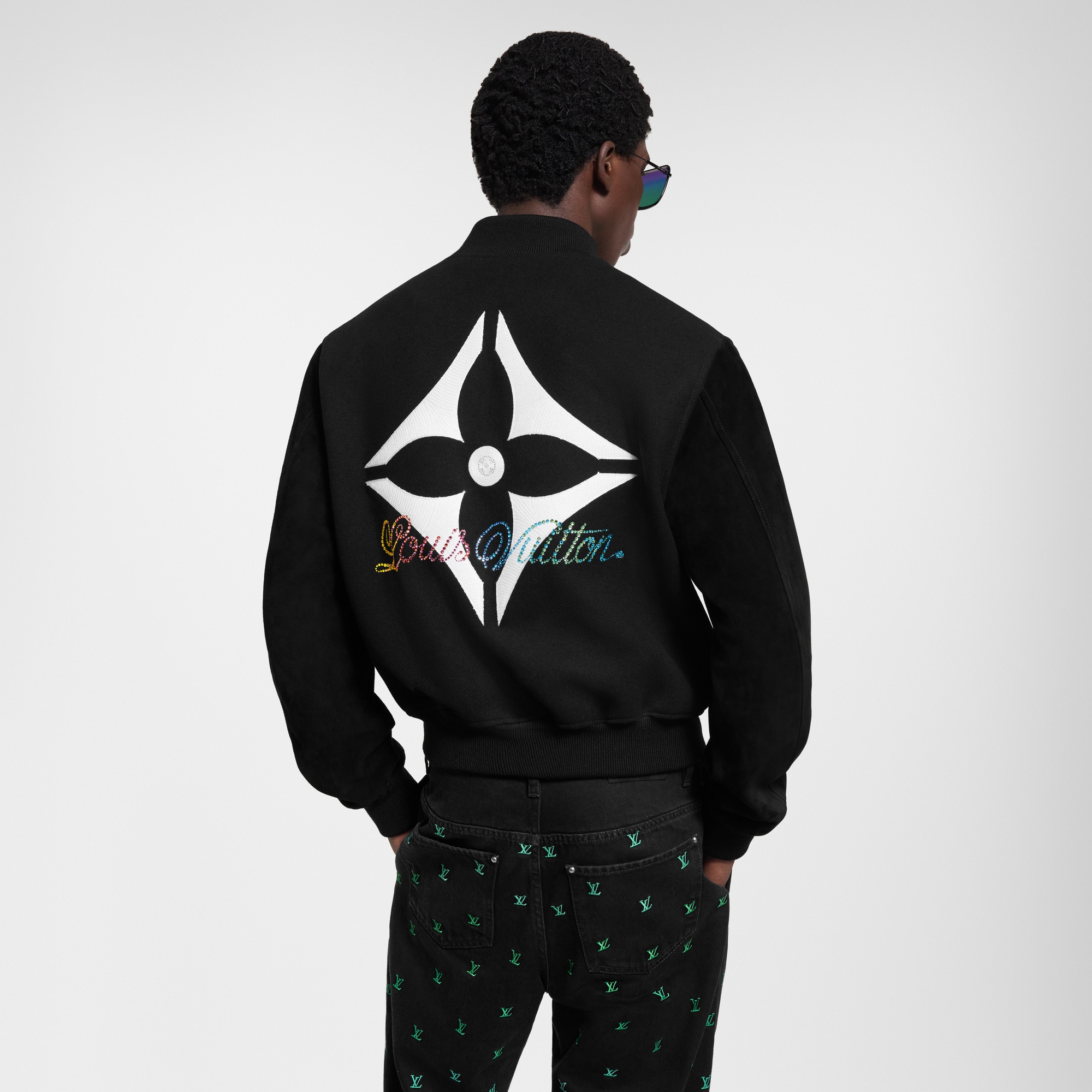  의류 아우터 & 코트 레더 믹스 바시티 블루종 | 루이비통 공식 온라인 스토어® (크게 보기)