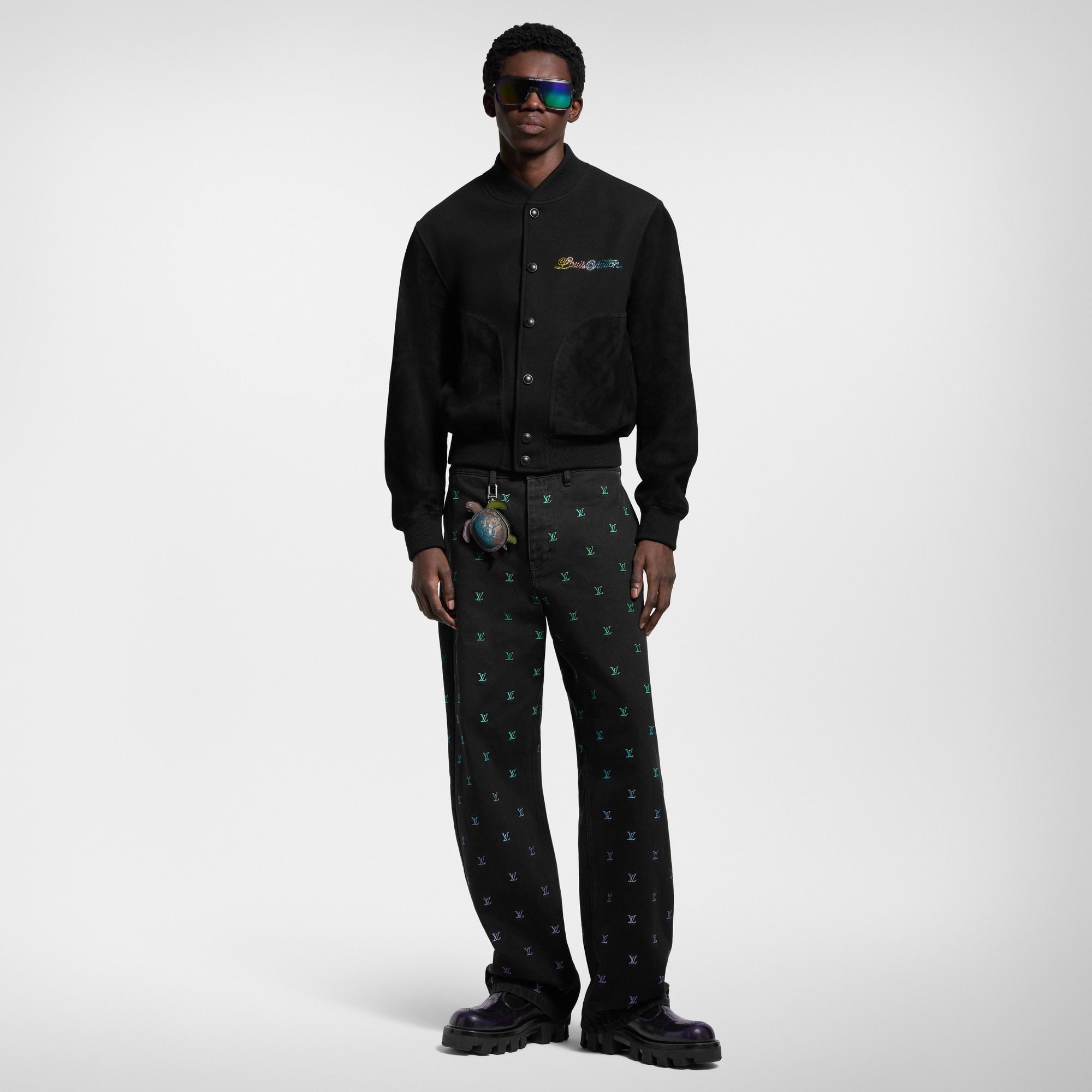  의류 아우터 & 코트 레더 믹스 바시티 블루종 | 루이비통 공식 온라인 스토어® (크게 보기)