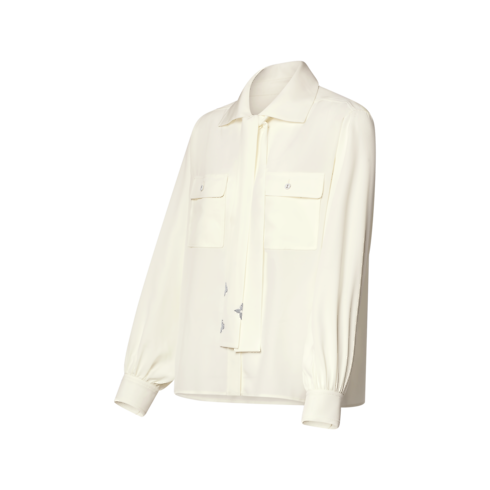 의류 티셔츠 & 블라우스 플랩 포켓 라발리에르 블라우스 | 루이비통 공식 온라인 스토어® (크게 보기)