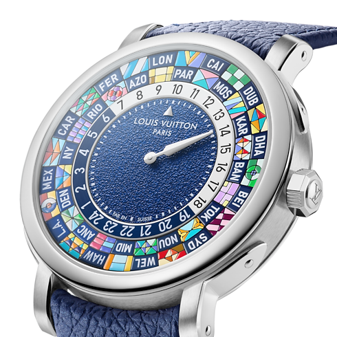 워치 전체 보기 } 루이 비통 에스칼 월드타임 (Louis Vuitton Escale Worldtime), 40mm, 플래티넘 | 루이비통 공식 온라인 스토어® (크게 보기)
