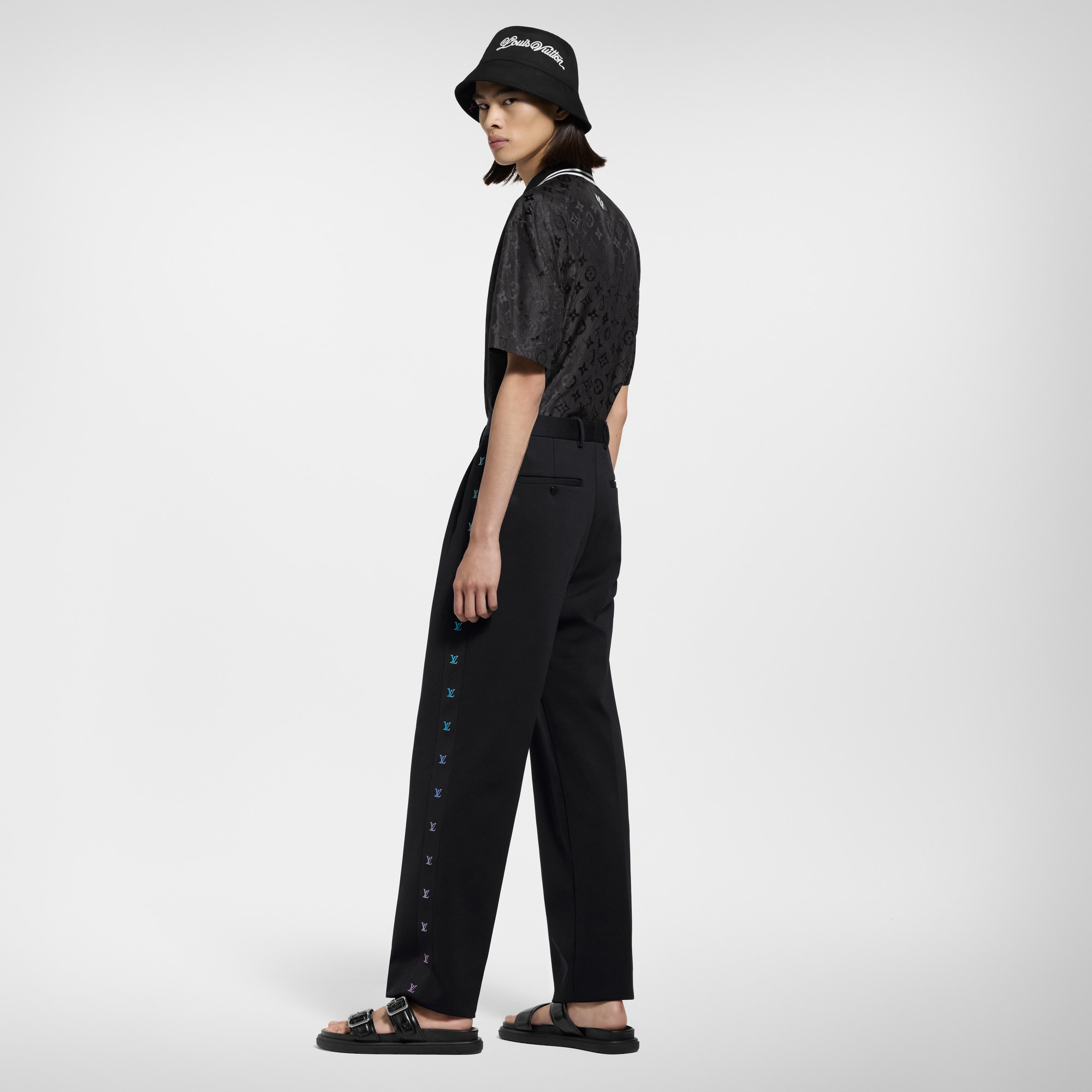  의류 셔츠 모노그램 무아레 자카드 쇼트 슬리브드 실크 셔츠 | 루이비통 공식 온라인 스토어® (크게 보기)