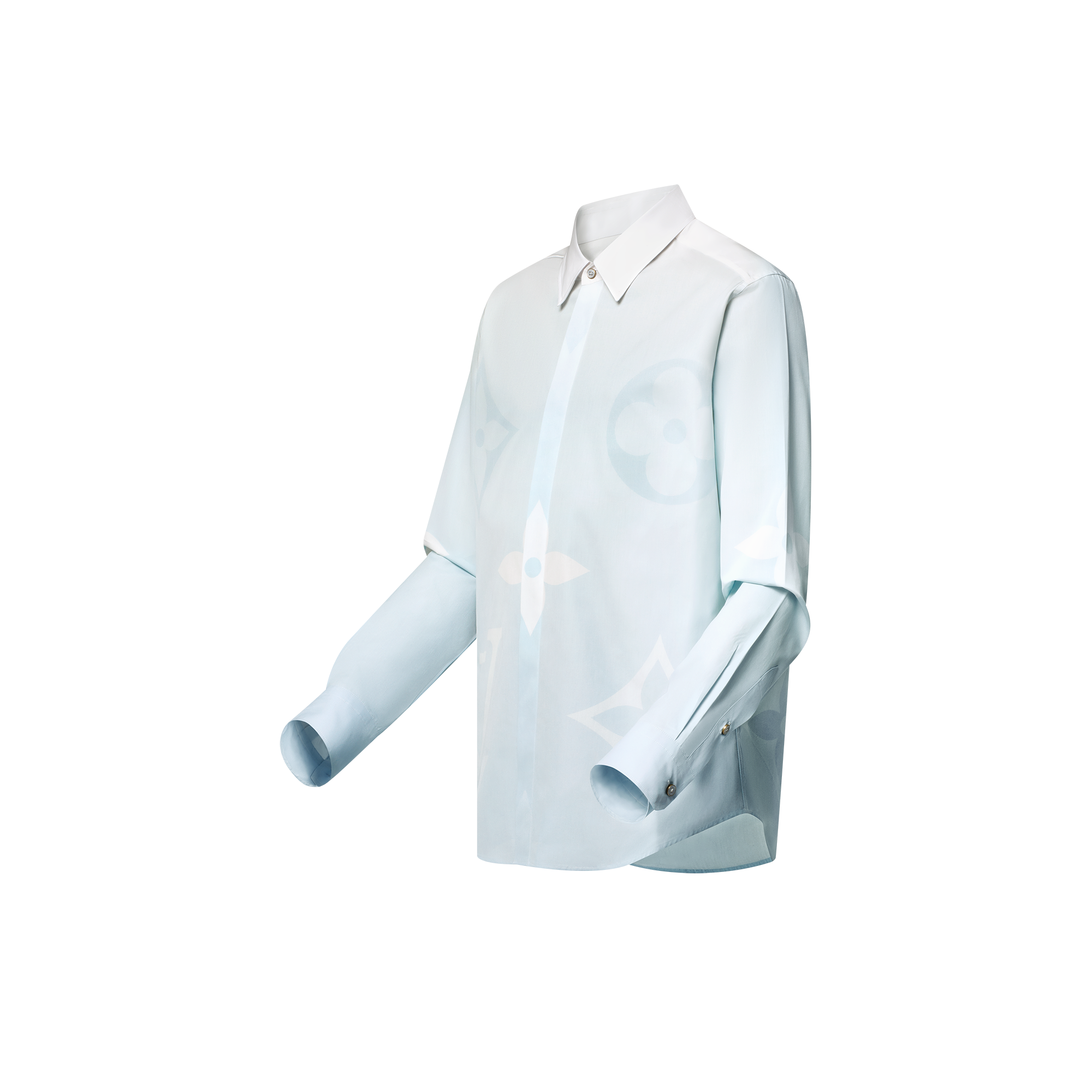  의류 셔츠 모노그램 프린티드 롱 슬리브드 코튼 포플린 셔츠 | 루이비통 공식 온라인 스토어® (크게 보기)