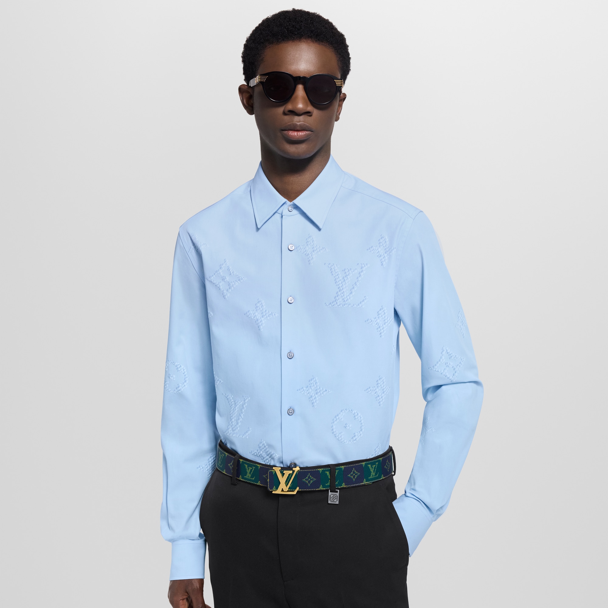  의류 셔츠 모노그램 프린티드 롱 슬리브드 셔츠 | 루이비통 공식 온라인 스토어® (크게 보기)