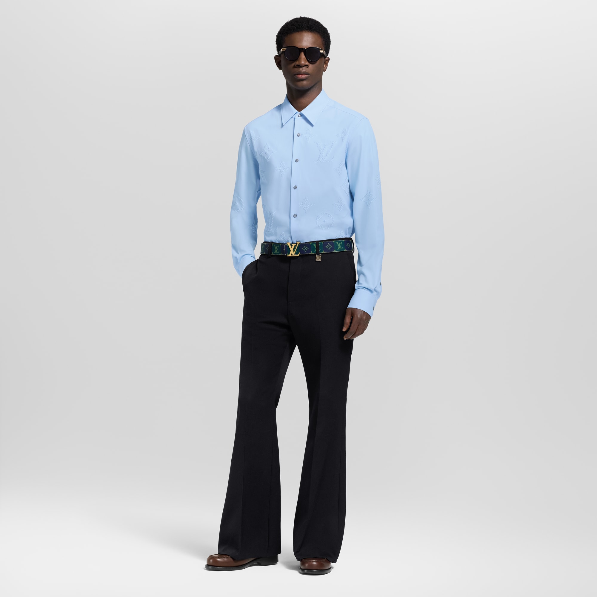  의류 셔츠 모노그램 프린티드 롱 슬리브드 셔츠 | 루이비통 공식 온라인 스토어® (크게 보기)