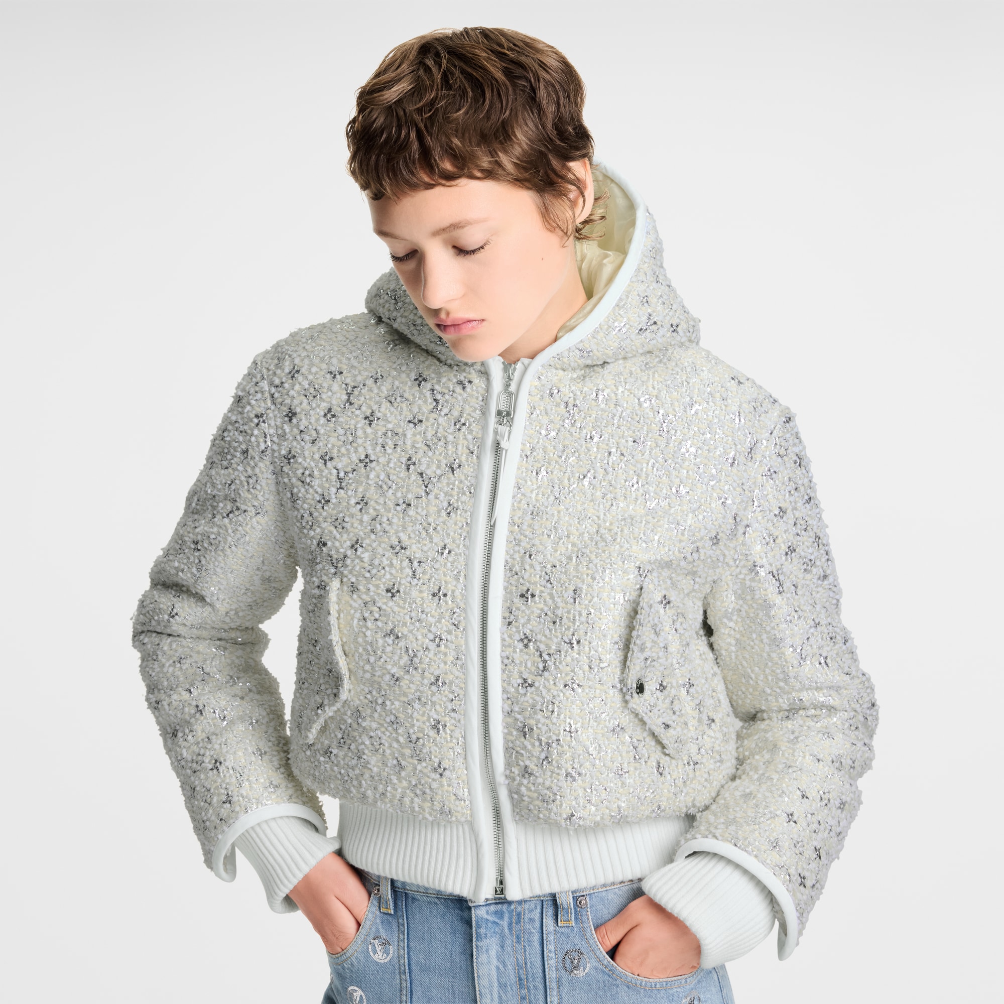  의류 코트 & 재킷 모노그램 트위드 크롭드 재킷 | 루이비통 공식 온라인 스토어® (크게 보기)