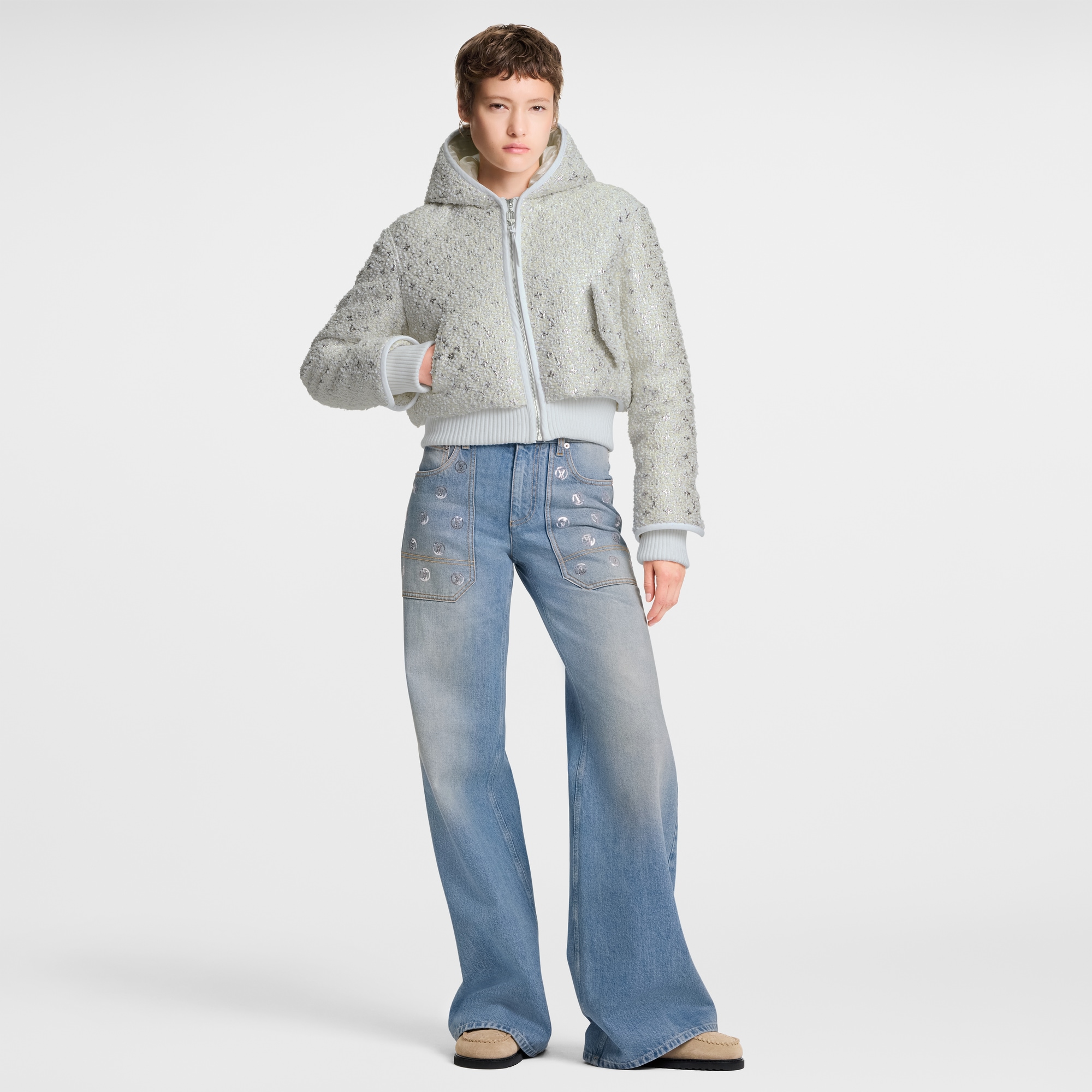  의류 코트 & 재킷 모노그램 트위드 크롭드 재킷 | 루이비통 공식 온라인 스토어® (크게 보기)