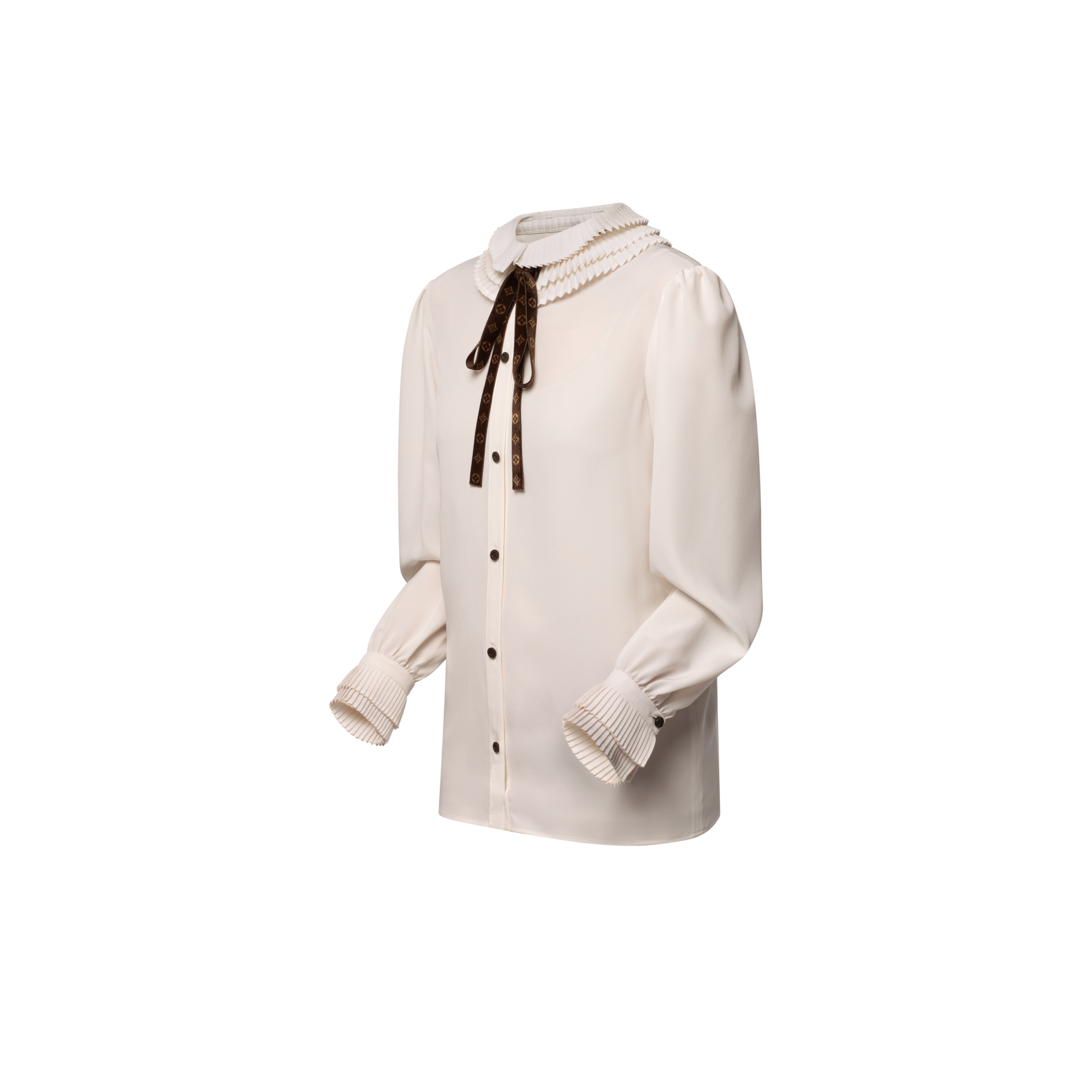  의류 티셔츠 & 블라우스 플리츠 칼라 블라우스 | 루이비통 공식 온라인 스토어® (크게 보기)