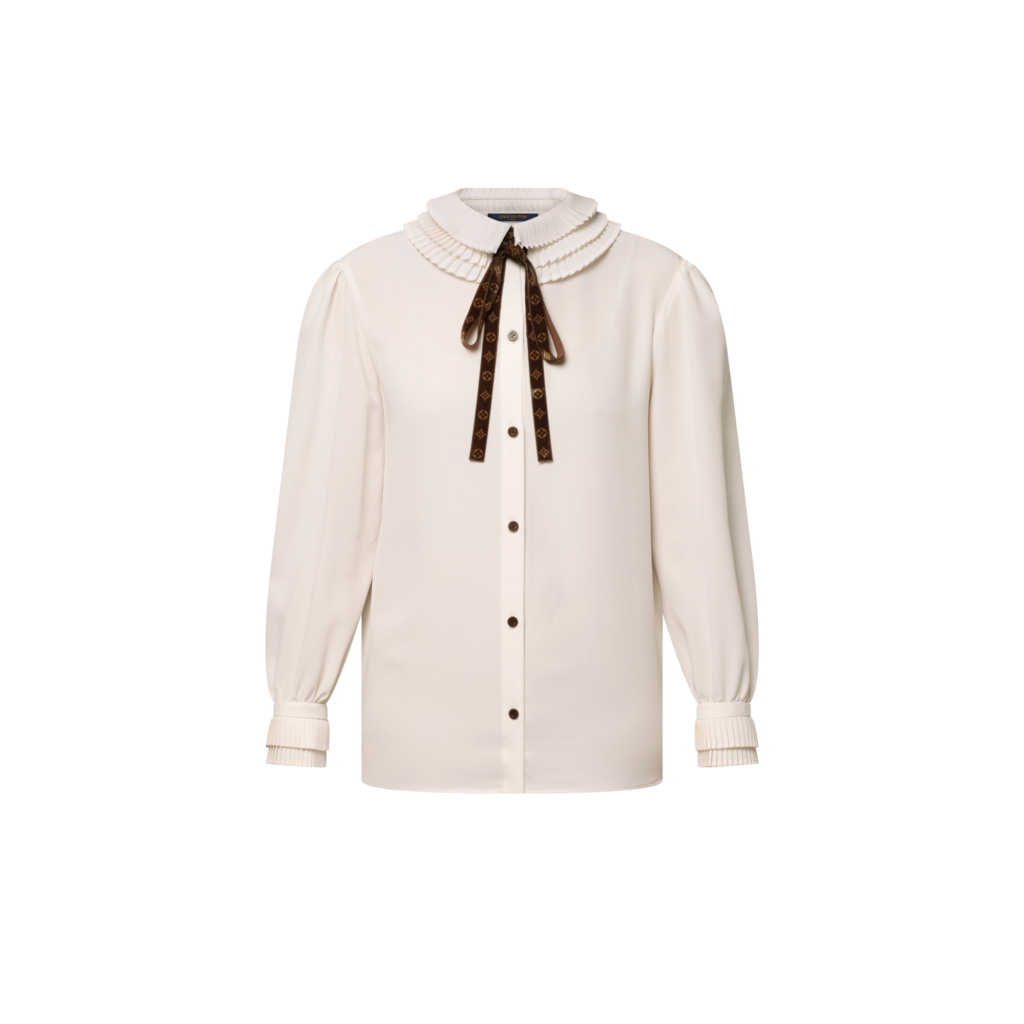  의류 티셔츠 & 블라우스 플리츠 칼라 블라우스 | 루이비통 공식 온라인 스토어® (크게 보기)