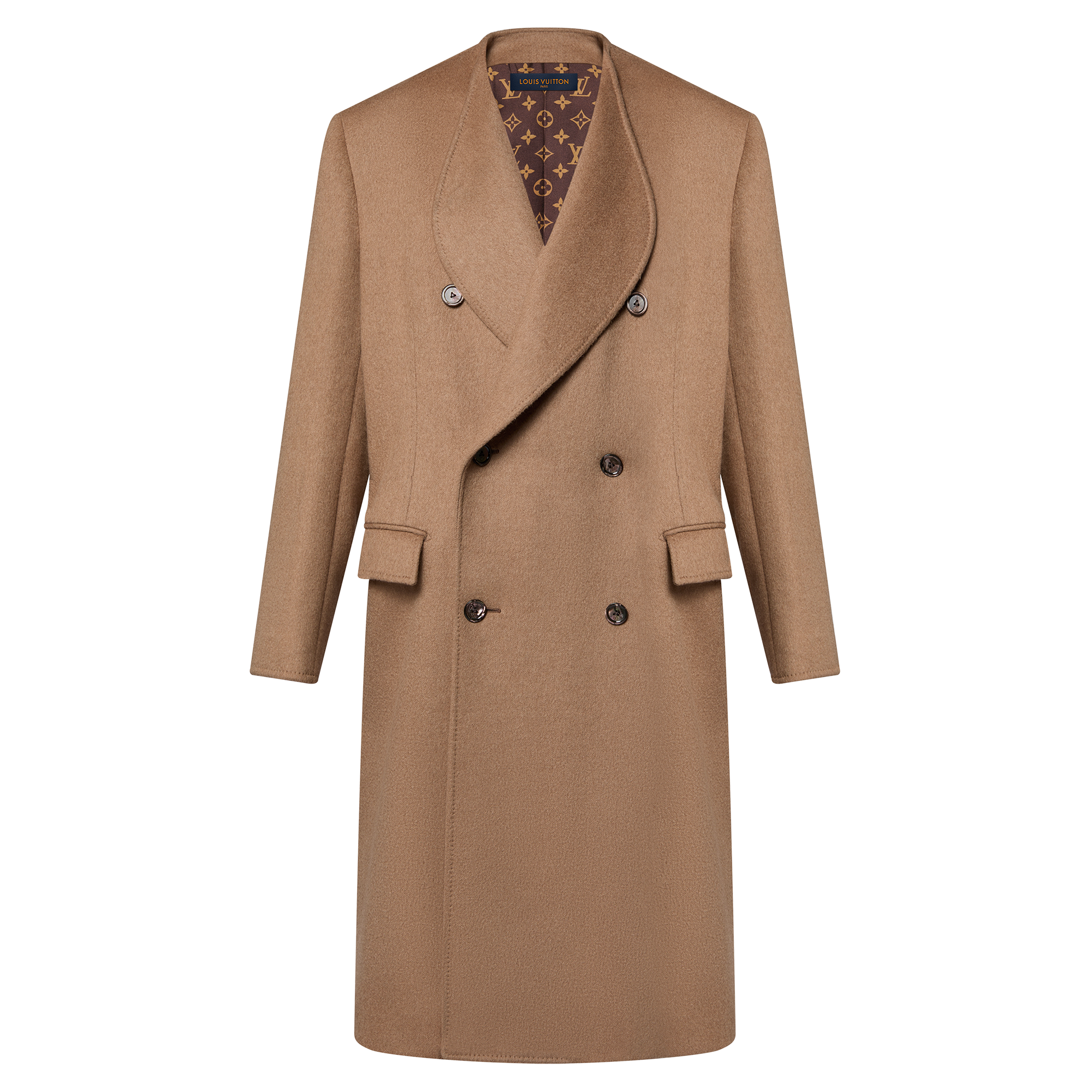  의류 코트 & 재킷 라운디드 라펠 카멜 코트 | 루이비통 공식 온라인 스토어® (크게 보기)