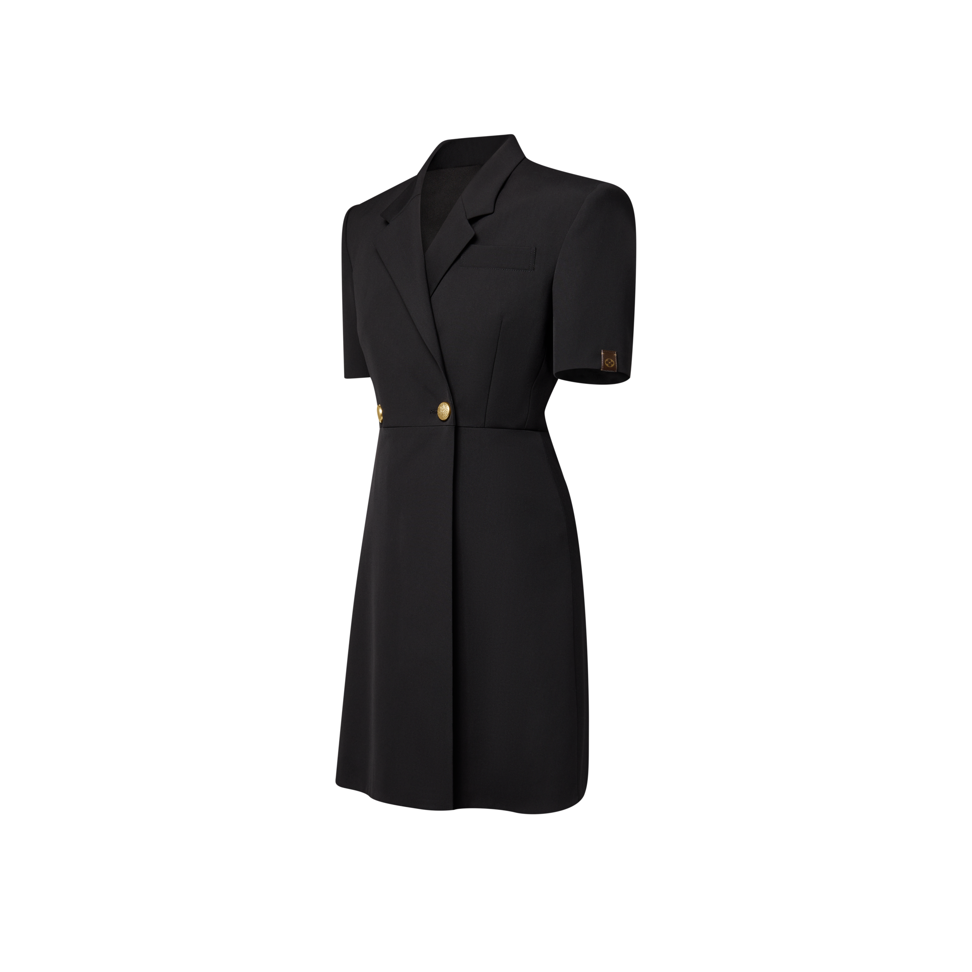  의류 드레스 쇼트 슬리브드 테일러드 랩 드레스 | 루이비통 공식 온라인 스토어® (크게 보기)