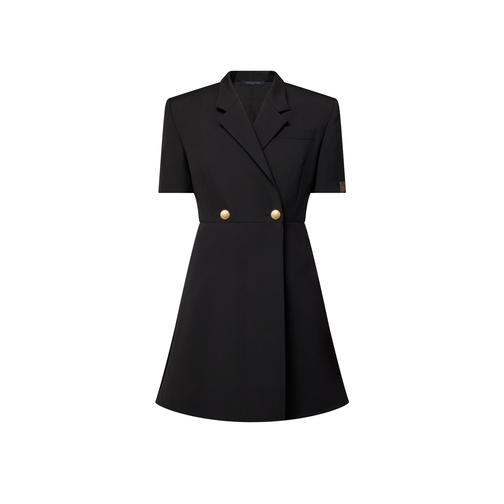 의류 드레스 쇼트 슬리브드 테일러드 랩 드레스 | 루이비통 공식 온라인 스토어® (크게 보기)