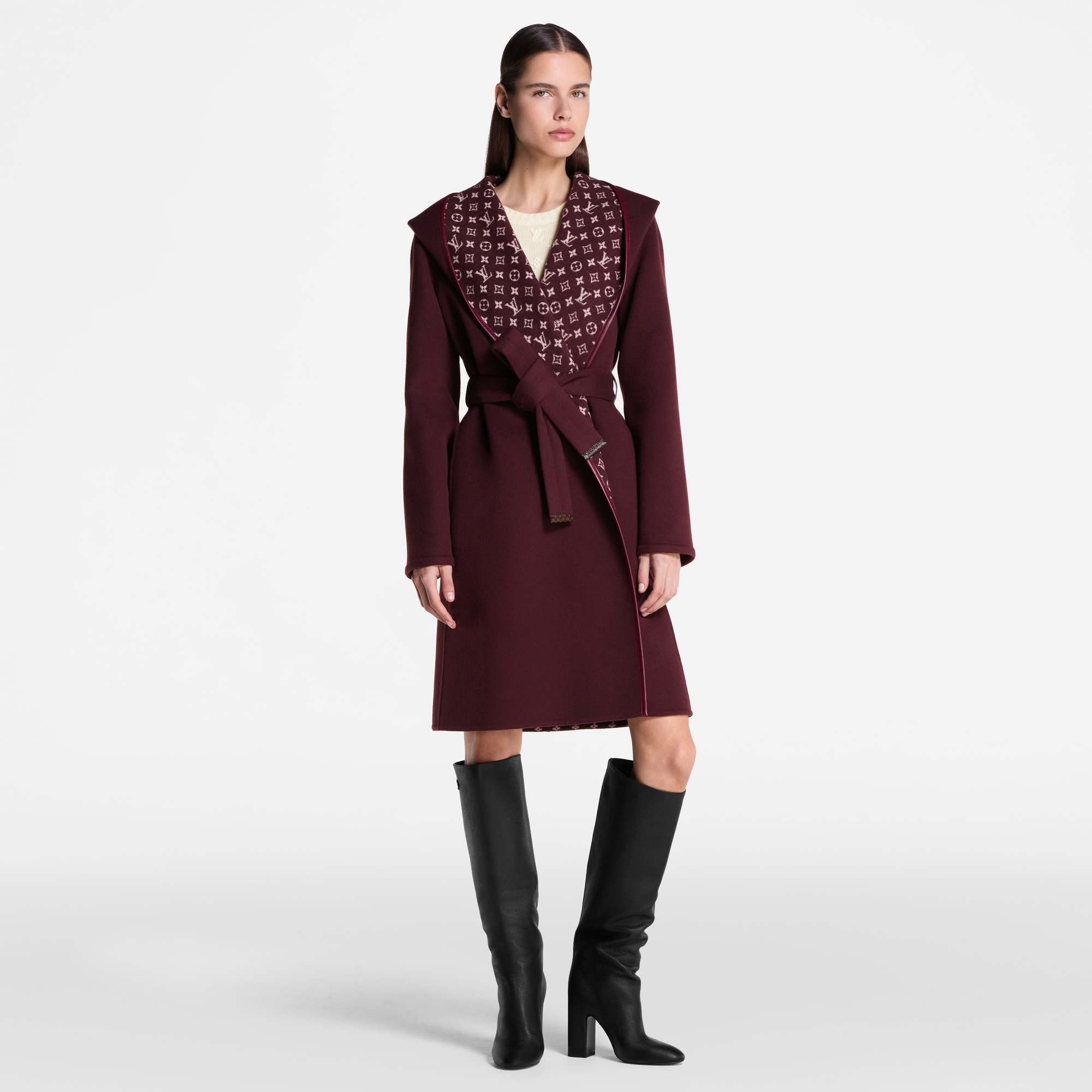  의류 코트 & 재킷 시그니처 롱 후디드 랩 코트 | 루이비통 공식 온라인 스토어® (크게 보기)