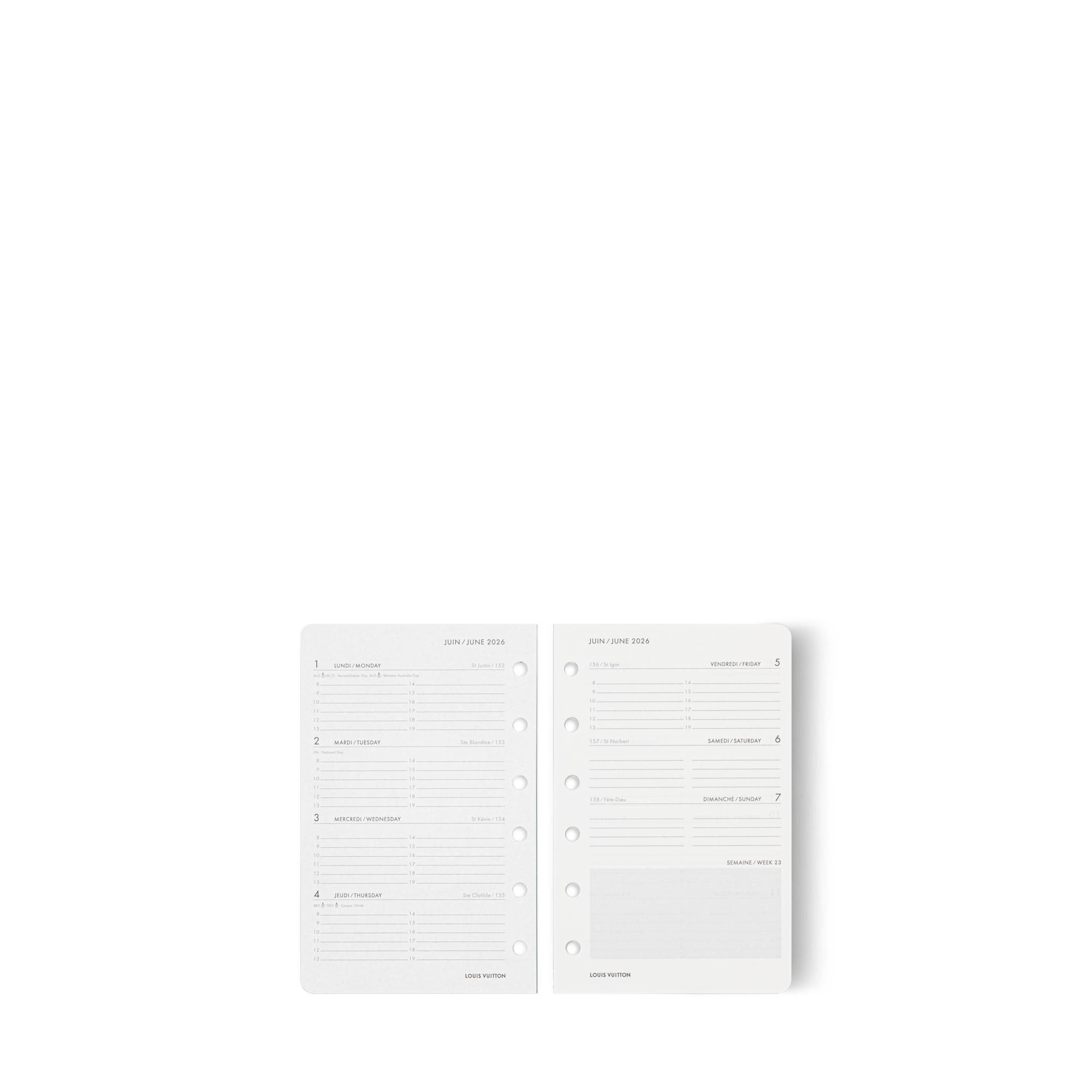  북 & 오피스 액세서리 오피스 액세서리 스몰 펑셔널 위클리 아젠다 리필 2026 | 루이비통 공식 온라인 스토어® (크게 보기)