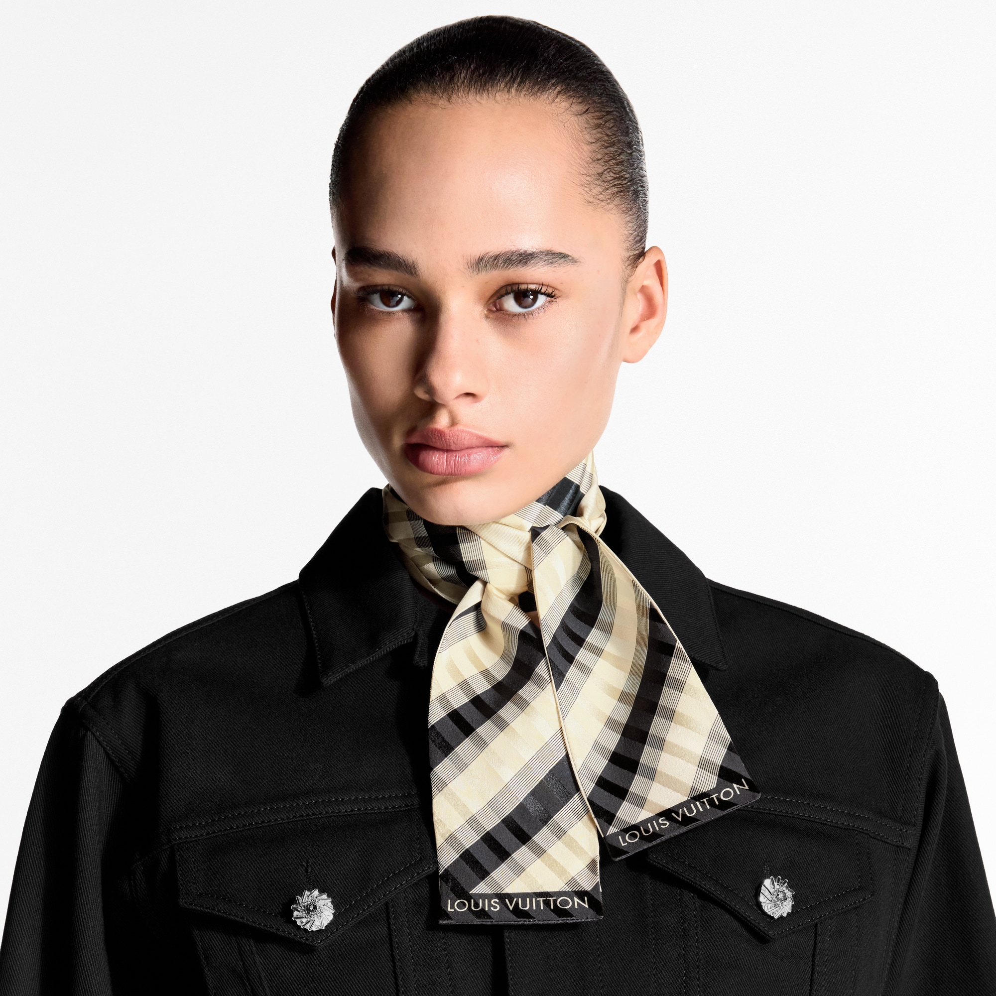 S00 액세서리 실크 스퀘어 & 방도 스트라이프 자카드 방도 | 루이비통 공식 온라인 스토어® (크게 보기)