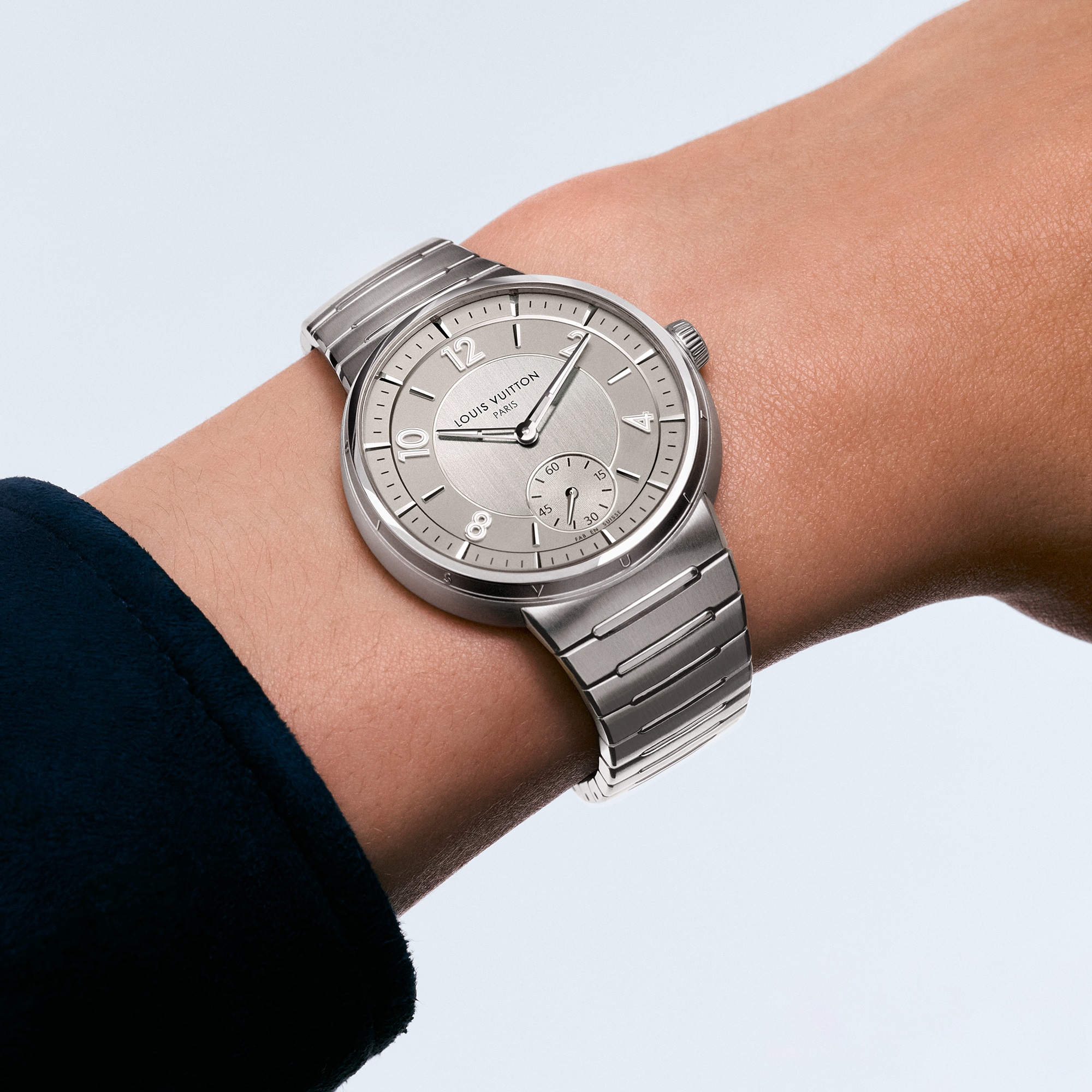  워치 전체보기 } 땅부르 (Tambour), 오토매틱, 40mm, 스틸 | 루이비통 공식 온라인 스토어® (크게 보기)