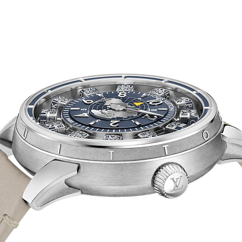 워치 전체 보기 } 땅부르 스핀 타임 (Spin Time) 에어 안티포드, 오토매틱, 42.5mm, 화이트 골드 | 루이비통 공식 온라인 스토어® (크게 보기)