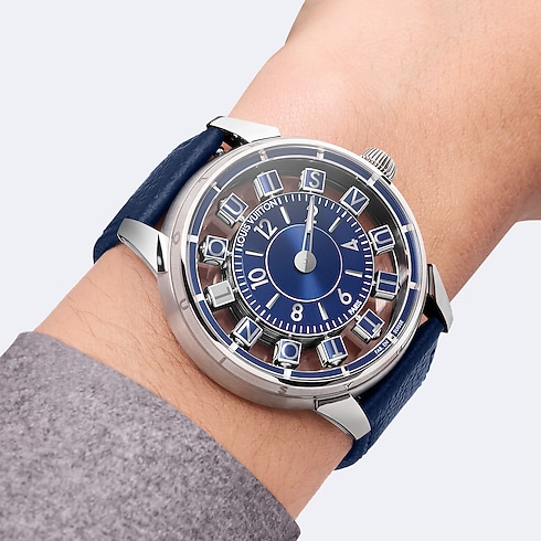 워치 전체 보기 } 땅부르 스핀 타임 (Spin Time) 에어, 오토매틱, 42.5mm, 화이트 골드 | 루이비통 공식 온라인 스토어® (크게 보기)