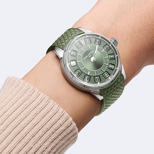 워치 전체 보기 } 땅부르 스핀 타임 (Spin Time), 오토매틱, 39.5mm, 화이트 골드 | 루이비통 공식 온라인 스토어® (크게 보기)