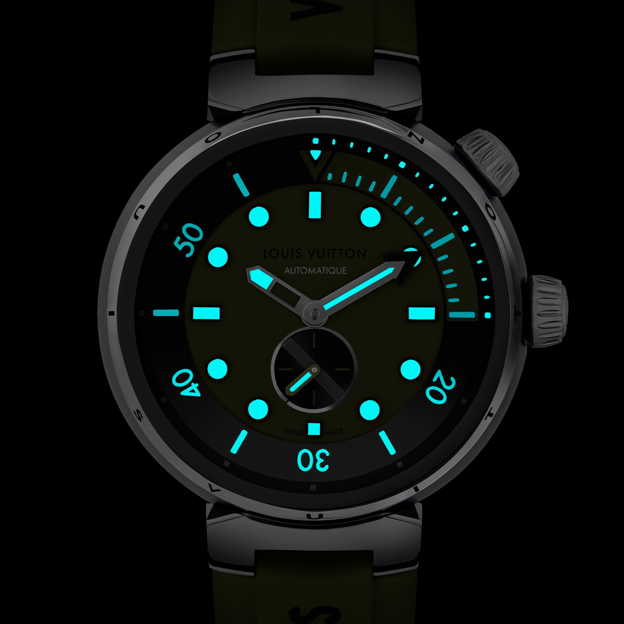  워치 전체보기 } 땅부르 스트리트 다이버 (Tambour Street Diver), 오토매틱, 44mm, 스틸 | 루이비통 공식 온라인 스토어® (크게 보기)