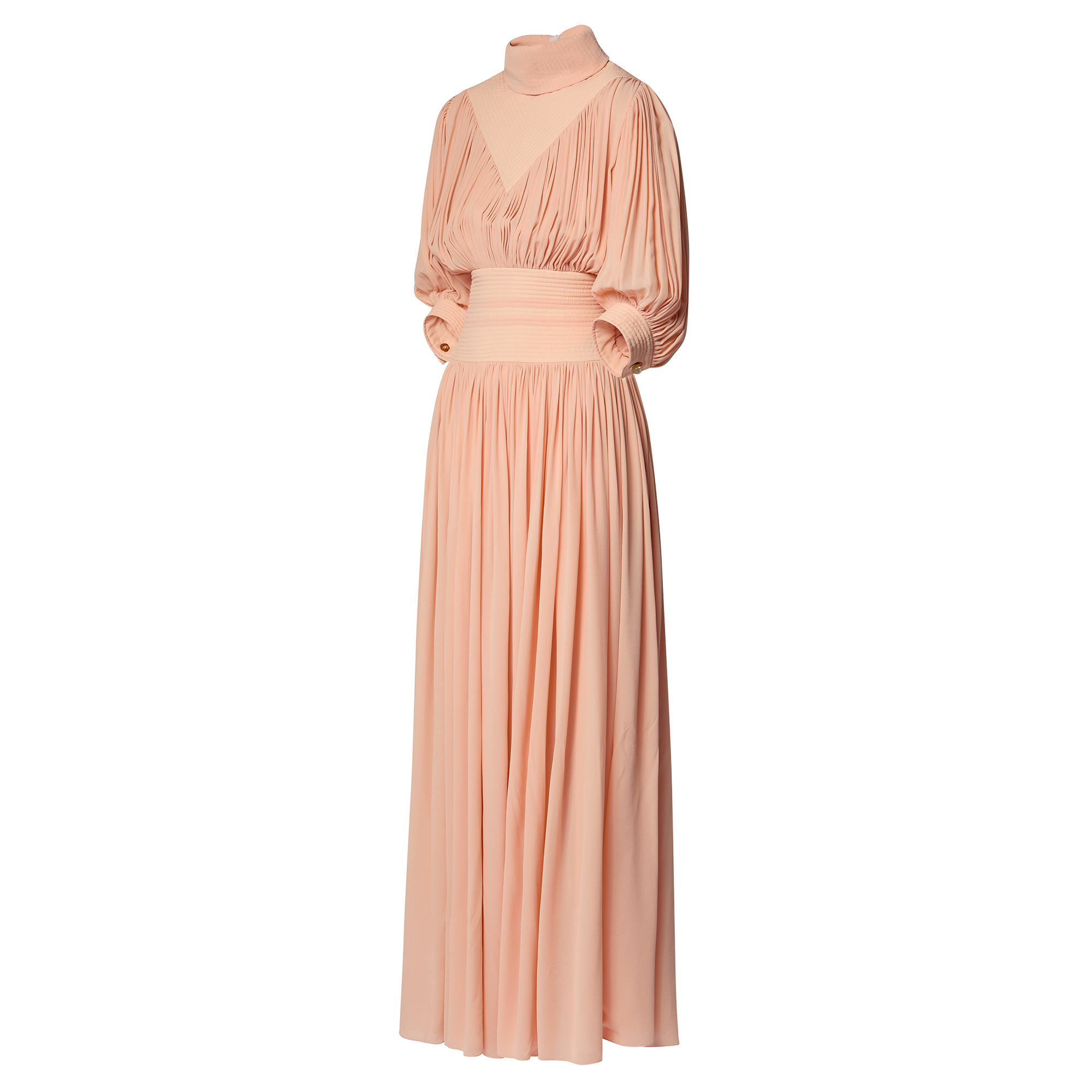  의류 드레스 톱스티치 디테일 개더드 실크 드레스 | 루이비통 공식 온라인 스토어® (크게 보기)