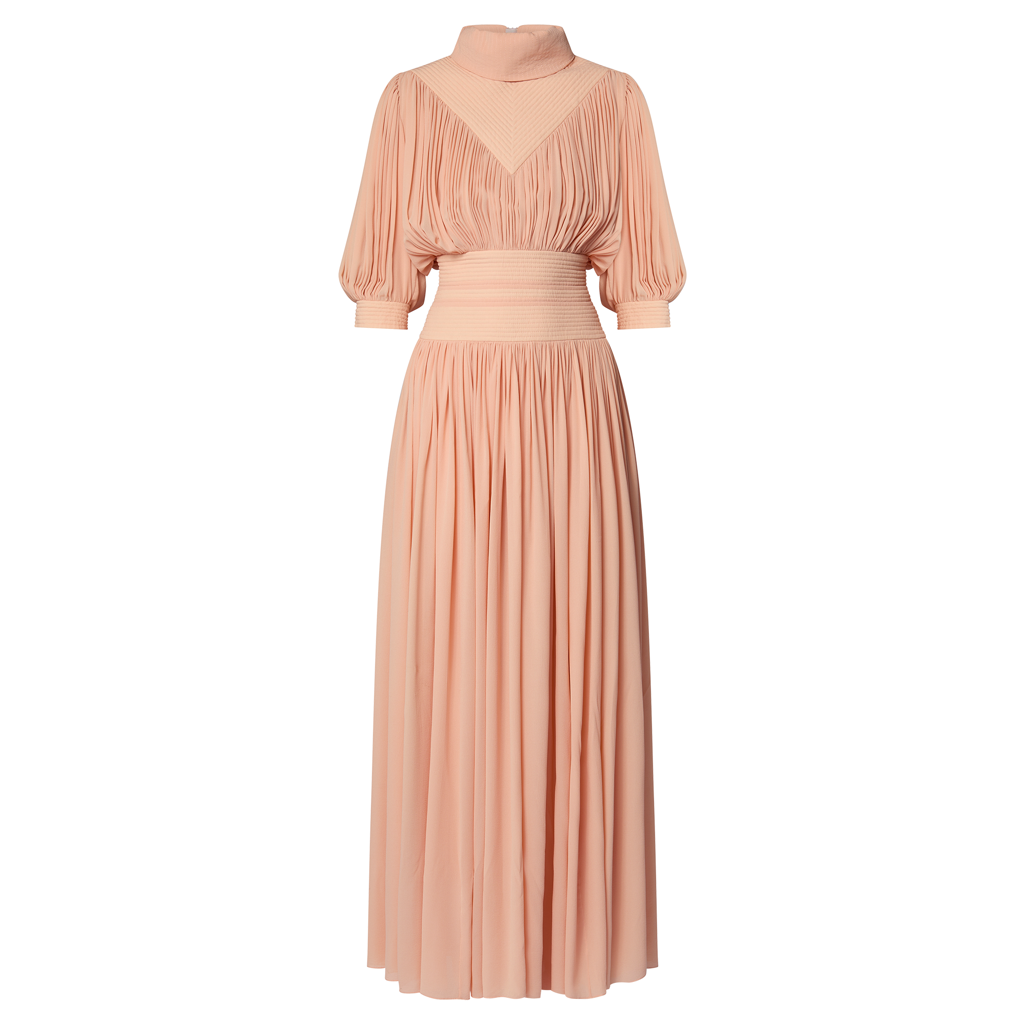  의류 드레스 톱스티치 디테일 개더드 실크 드레스 | 루이비통 공식 온라인 스토어® (크게 보기)